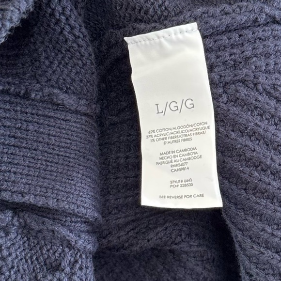 Cabi Spring 24 Textbook Dark Navy Cable Knit Sweater NWT‎ Size Large Academia - Picture 7 of 7